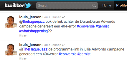 Tweets Louis Jansen aan The Hague Jazz